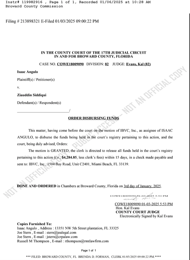Court order document